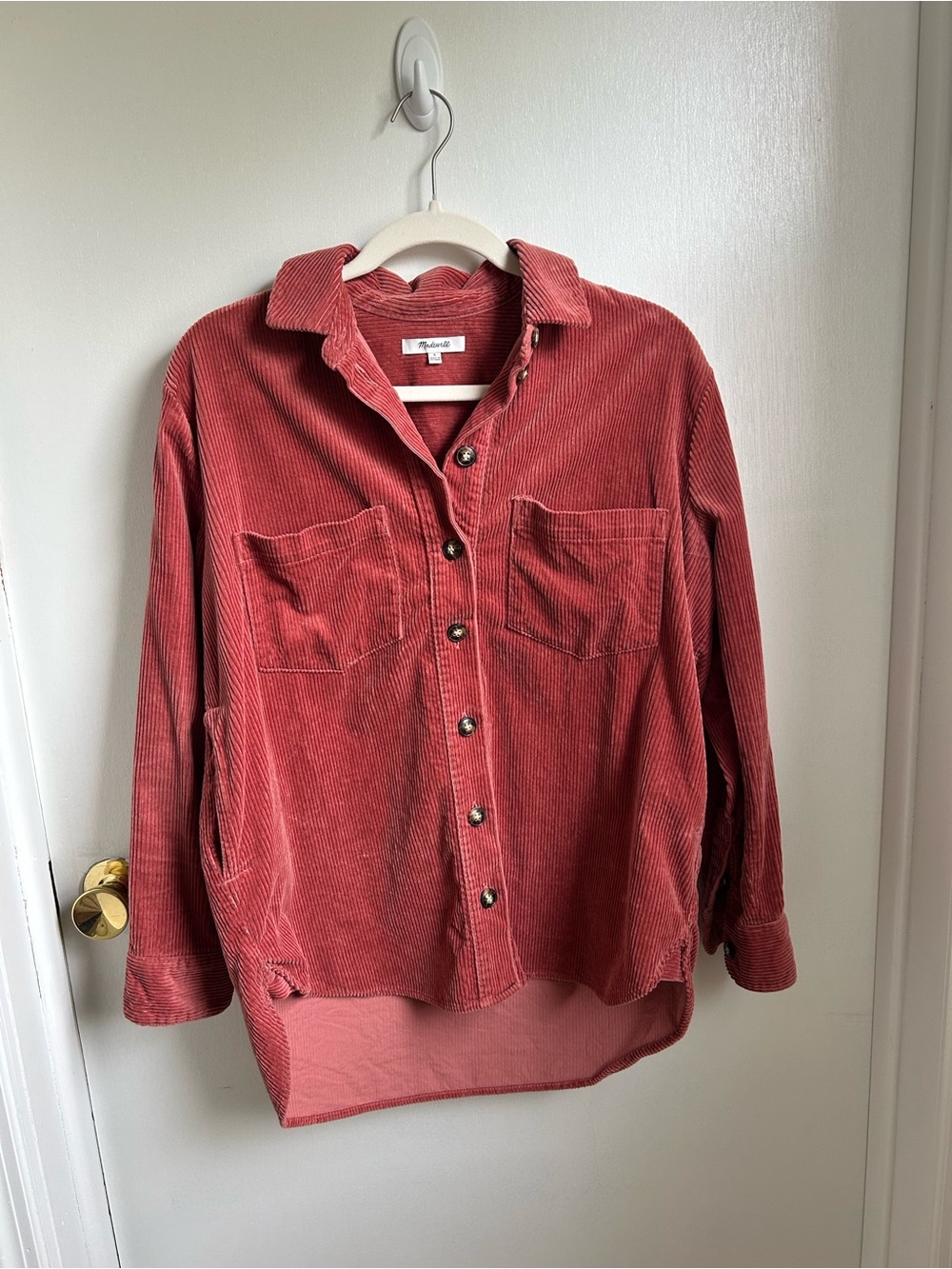 Madewell Corduroy Button-Down Shirt in Rose